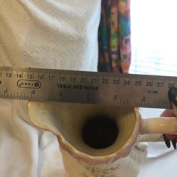 Vintage ivory and pink ceramic ornate pitcher shabby chic - Picture 12 of 15